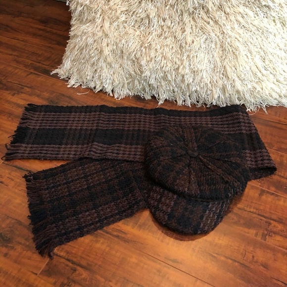 Vintage Plaid Newsboy Cabbie Hat & Scarf Set main image 4